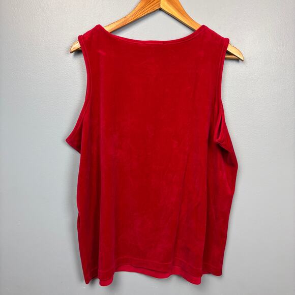 The Quacker Factory Red Velvet Diamond Bling Tank Plus 1X Layering Embellishment - Picture 3 of 7